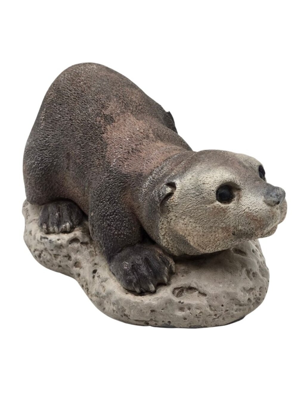 Vintage River Otter Cement Statue 2001 Gardencore Yard Art Cottagecore Animal